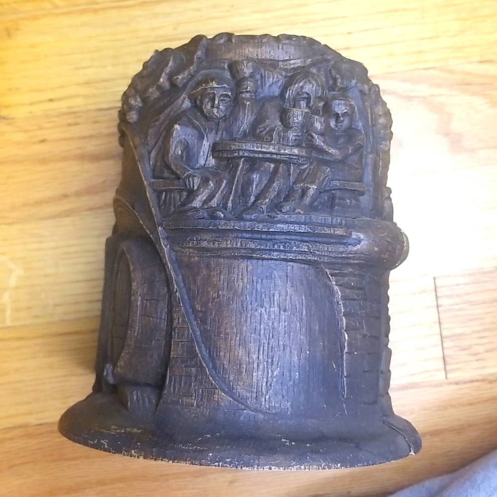Vintage Hand Carved Wooden Wine Bottle Chiller